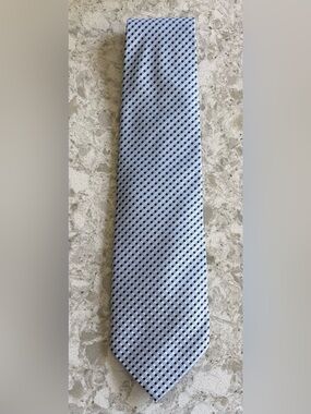 Ermenegildo Zegna Pale Blue and Navy Micro-Check Silk Tie